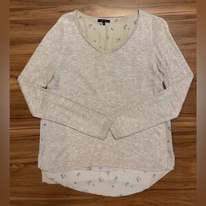 RW & Co. Light Grey Sweater with Floral Lining